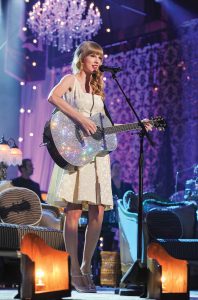 Close-up photo of Taylor Swift performing in Bridges Auditorium on October 15, 2012.