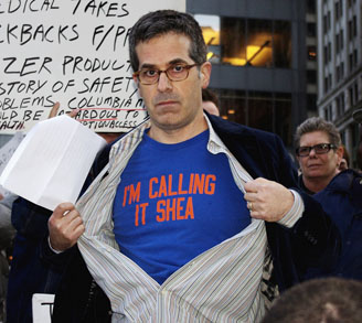 During Occupy Wall Street in 2011, Lethem makes a personal protest against the newly announced name of Citi Field, which replaced the Mets’ Shea Stadium. Photo by David Shankbone
