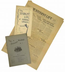 Three copies of the student newspaper of Pomona College