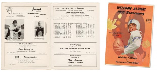 1955 Homecoming Game Program: Whittier College vs Pomona-Claremont