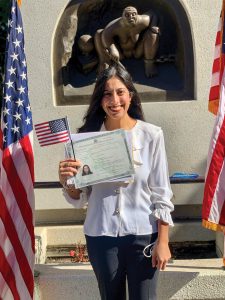 Viridiana Chabolla ’13, who was brought to the U.S. from Mexico at 2 years old, on the day she became a U.S. citizen in 2021.