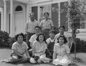 At opposite page top, the Shibuya family before being incarcerated during World War II. Photo by Dorothea Lange.