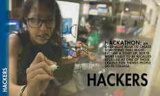 Hackers: Hackathon: A deadline-driven, energy-drink-fueld rush to create something that just might become a Silicon Valley startup but is more likely to be remembered as one of those crazily fun things people do in college when they are alight with intelligence and passion.