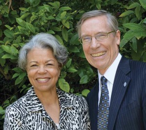 Photo of Outgoing Board Chair Jeanne Buckley ’65 with President David Oxtoby