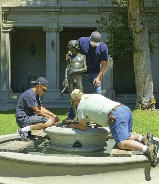 The statue being restored