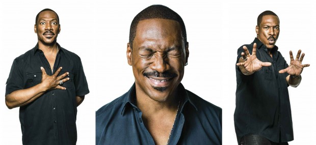 Eddie Murphy posing in 3 images