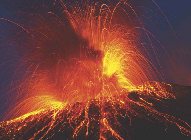 Volcano exploding