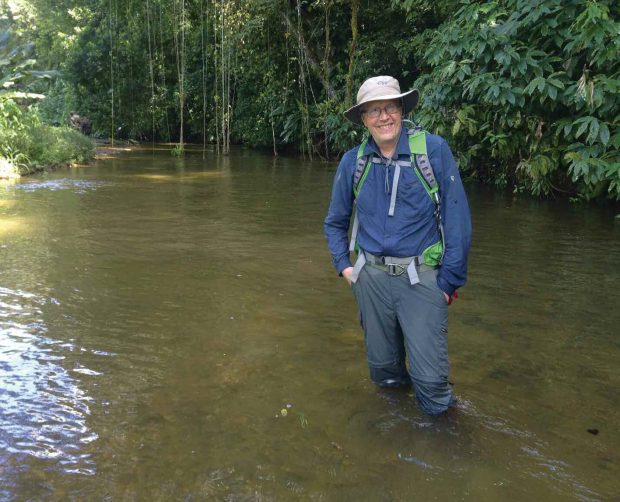 Douglas Preston ’78 in the unnamed river deep in the Honduran jungle