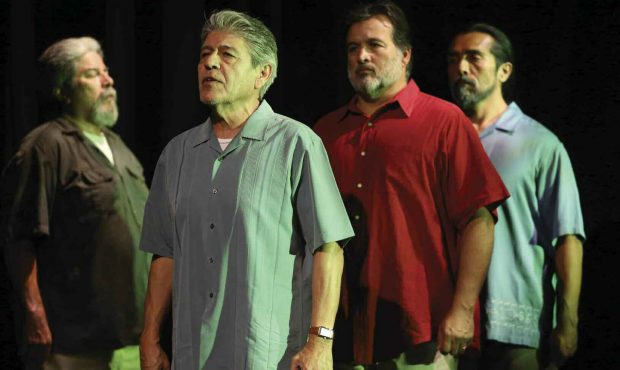 Tomás Sandoval Sr. (second from left) in a scene from Ring of Red: A Barrio Story.