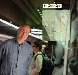 Jarrett Walker ’84 photographed in a Los Angeles Metro station in 2013