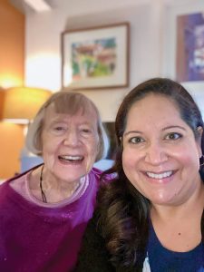 Helen Anderson ’47, left, with Leena Ved ’97.