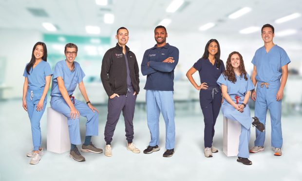 From left, Maryann Zhao ’18, Grant Steele ’18, Sal Daddario ’18, Aseal Birir ’18, Julia Foote ’18, Samantha Little ’20 and Michael Poeschla ’18. Photography by Joel Benjamin