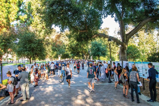 Students share their research posters at the annual Intensive Summer Experience Symposium.