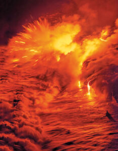 Lava began flowing from the Big Island of Hawaii into the Pacific Ocean (above) in 2016