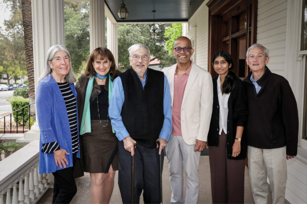From left: Nancy Treser-Osgood ’80, Susan Blaustein ’75, Charles “Chuck” E. Phelps ’65, Douglas M. Haynes ’85, Priya Amritraj ’15 and John Rabold ’75
