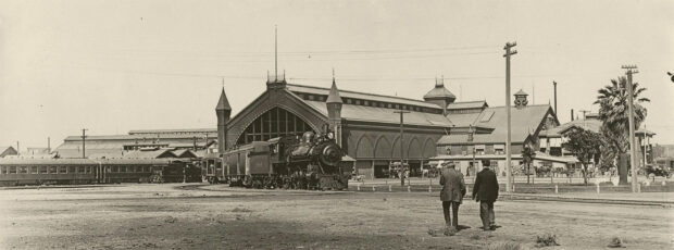 The Central Pacific Railroad passenger depot in Sacramento