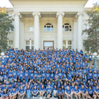 Pomona College Class of 2029 on the steps of Carnegie Hall during Move-In Day