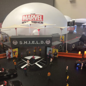 A scale-size replica of Hoyt’s designs for a mobile interactive exhibition for Marvel Entertainment.