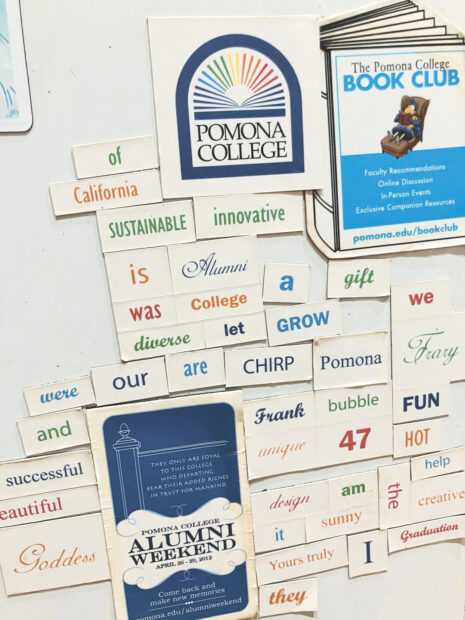 Magnetic poetry on the fridge of keith Garcia '97