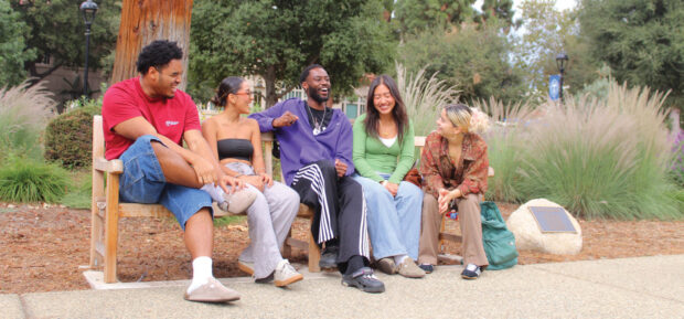 Students on Round Robin group bench