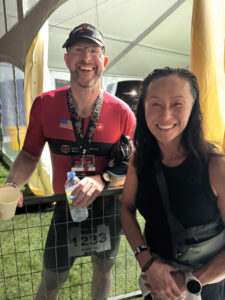 Sam Thomas ’91 running his first ironman with Eunice Kim Moon-’91