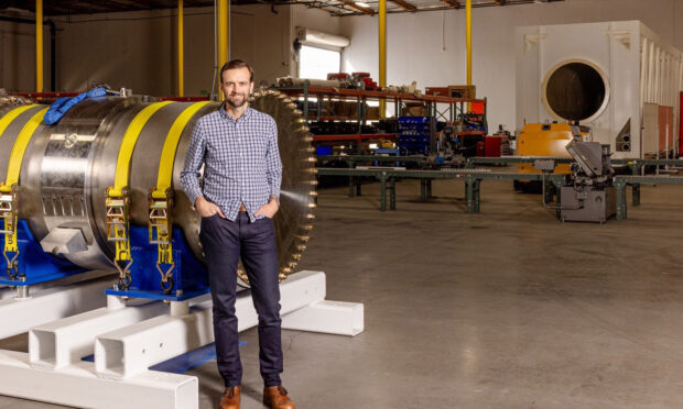 Alex Zylstra ’09 at Pacific Fusion where he works as a nuclear fusion energy scientist.