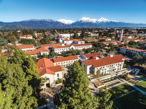 Aerial view of a college campus