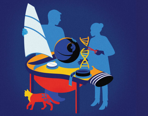 illustration showing a man and a woman working on ideas