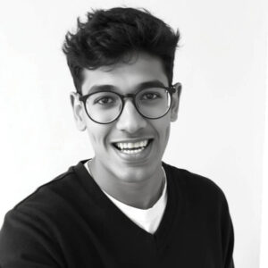 Black and white photo of a young man