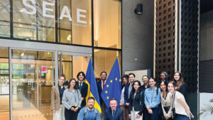 A group of students engaged in a global learning experience