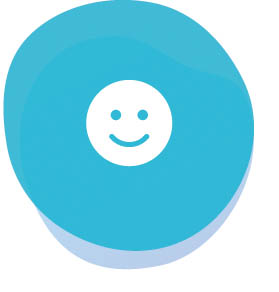 Turquoise circle with a smiley face