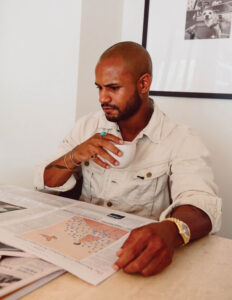 Man reading newspaper