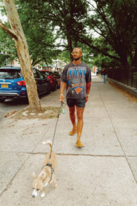 Man walking a dog