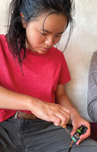 Woman fixing a temperature probe