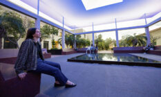 Students gathered in the Skyspace at Pomona College